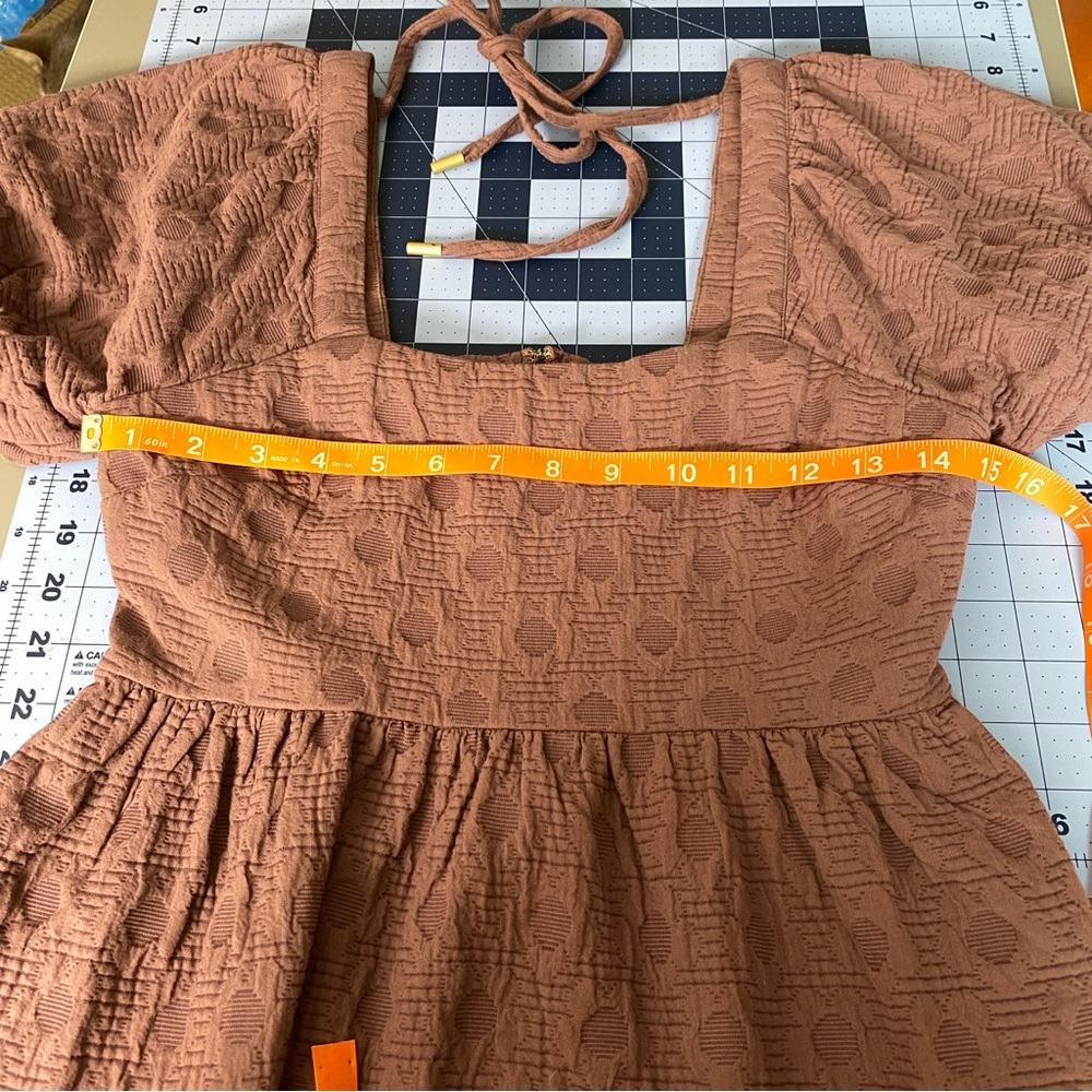Madewell Quilted Puff-Sleeve Mini Babydoll Dress Dusty Purple Fig Pockets XS NWT - Picture 10 of 12